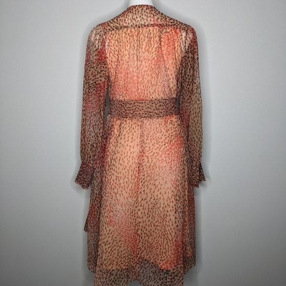 Vintage Liz Roberts peach floral tie neck dress 8 - Picture 4 of 8